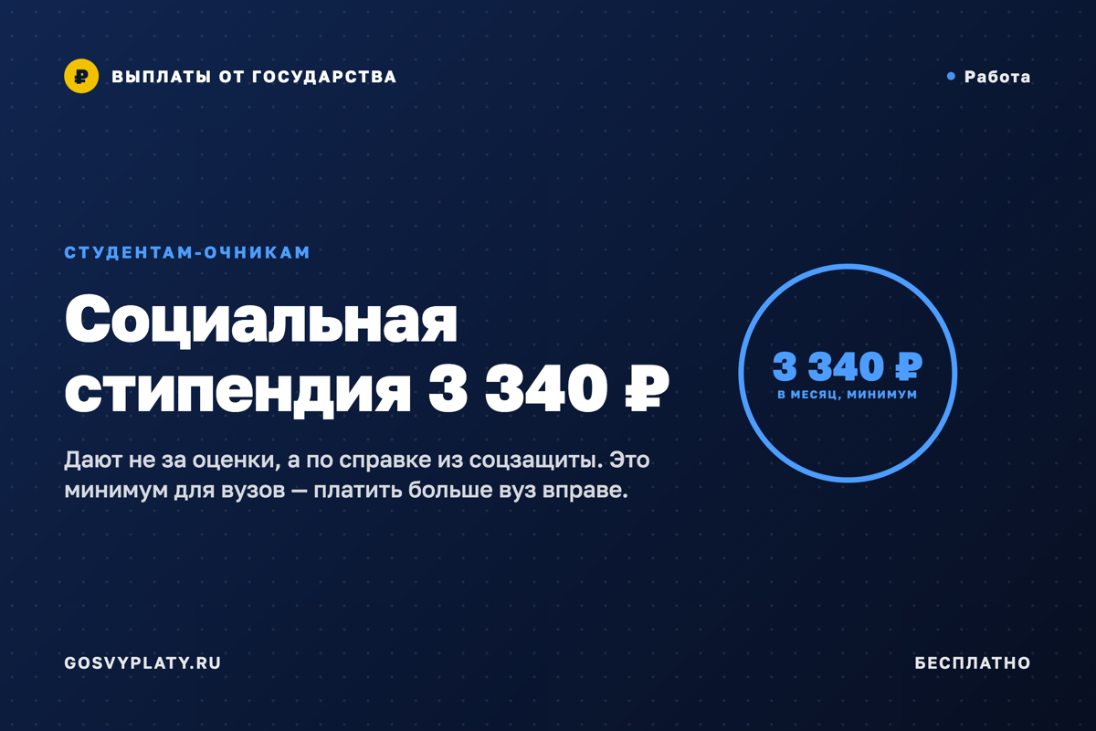 Социальная стипендия 3 340 ₽: её дают не за оценки, а по справке