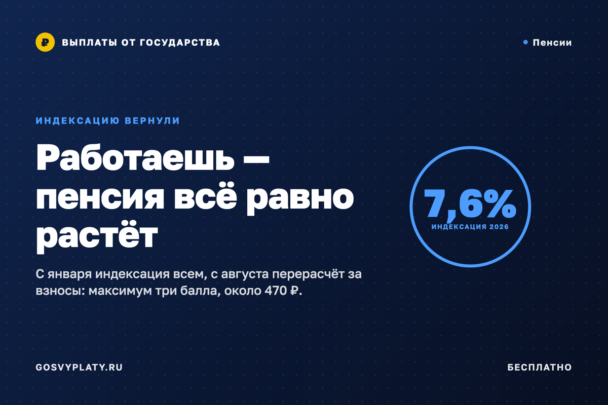 Работающим пенсионерам пенсию снова индексируют. И ещё раз пересчитали в августе
